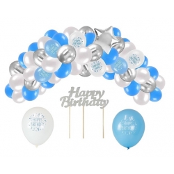 Girlanda balony na urodziny topper niebieski mix